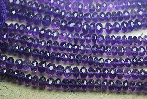 Améthyste naturelle d'Afrique perles rondelles micro-facettées 5.5-7mm pour création de bijoux DIY