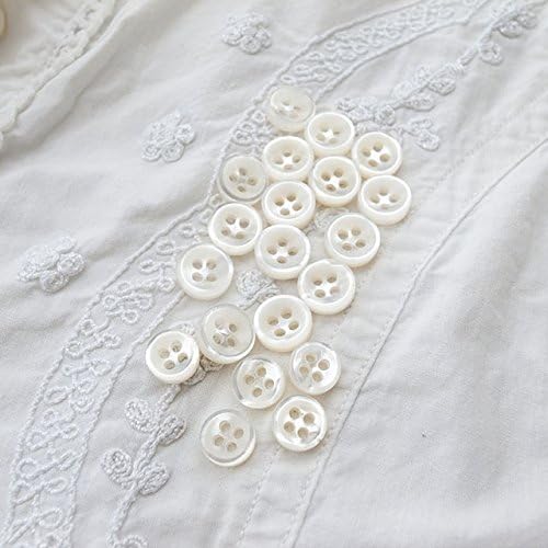 Takashima White Mother of Pearl Buttons,#BT131 Four-Hole,9mm(3/8'')5Pieces&10mm(3/8'')15Pieces