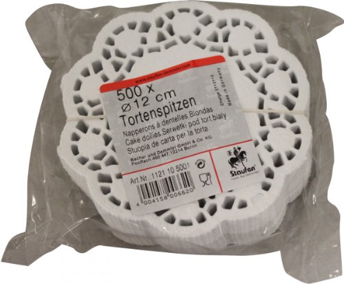 Demmler Tortenspitzen - Rund - Tortendekoration/Tortenunterlage Ø 12 cm - ästhetische Unterlage für Torten und Kuchen - weiß - 500 Stück - Made in Germany