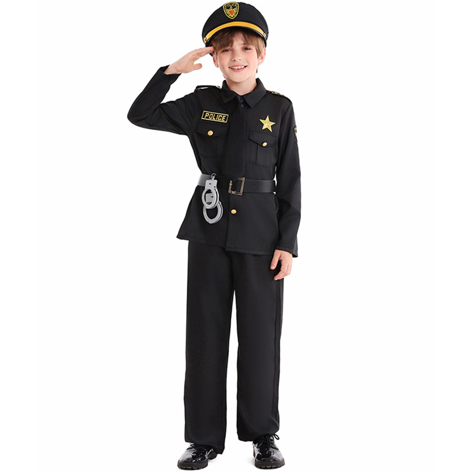 Generisch Polizistin für Set mit Hut Gürtel Handschellen Cosplay Verkleidung Outfit Polizei Jacke Hose Accessoires Rollenspiel Karneval Party