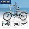 Barbella Adult Tricycle 7 Speed 3 Wheel Bike Adult Trikes, Three-Wheeled Bicycles Cruise Trike with Basket for Seniors, Women, Men for Recreation Shopping (24", Malachite Green) #2