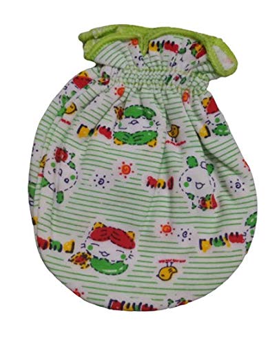Manan Shopee New Born Baby's Premium Cotton Housiry Mittens Booties Set/Hand Gloves/Muthi/to Keep Baby Hand Tender for Age 0 to 6 Months Pack of 3 (Print Ship As Per Stock) (Mix Color) 1
