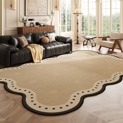 Alfombra de área mullida con forma irregular moderna y base resistente al deslizamiento 2
