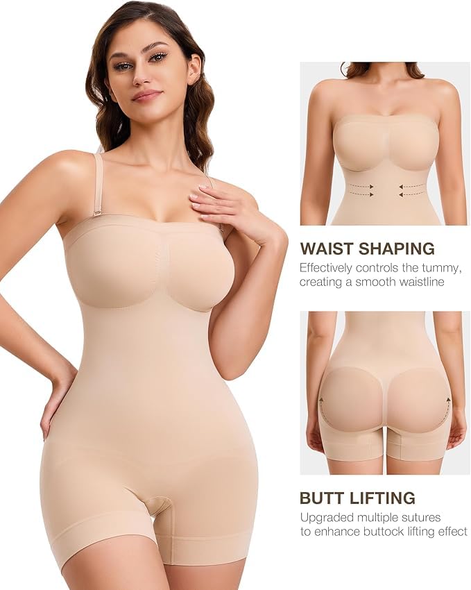 Image of ALYNE Strapless Shapewear Bodysuit for Women | Tummy Control Full Body Shapers | Seamless Snatched Bodysuit for Under Dresses
