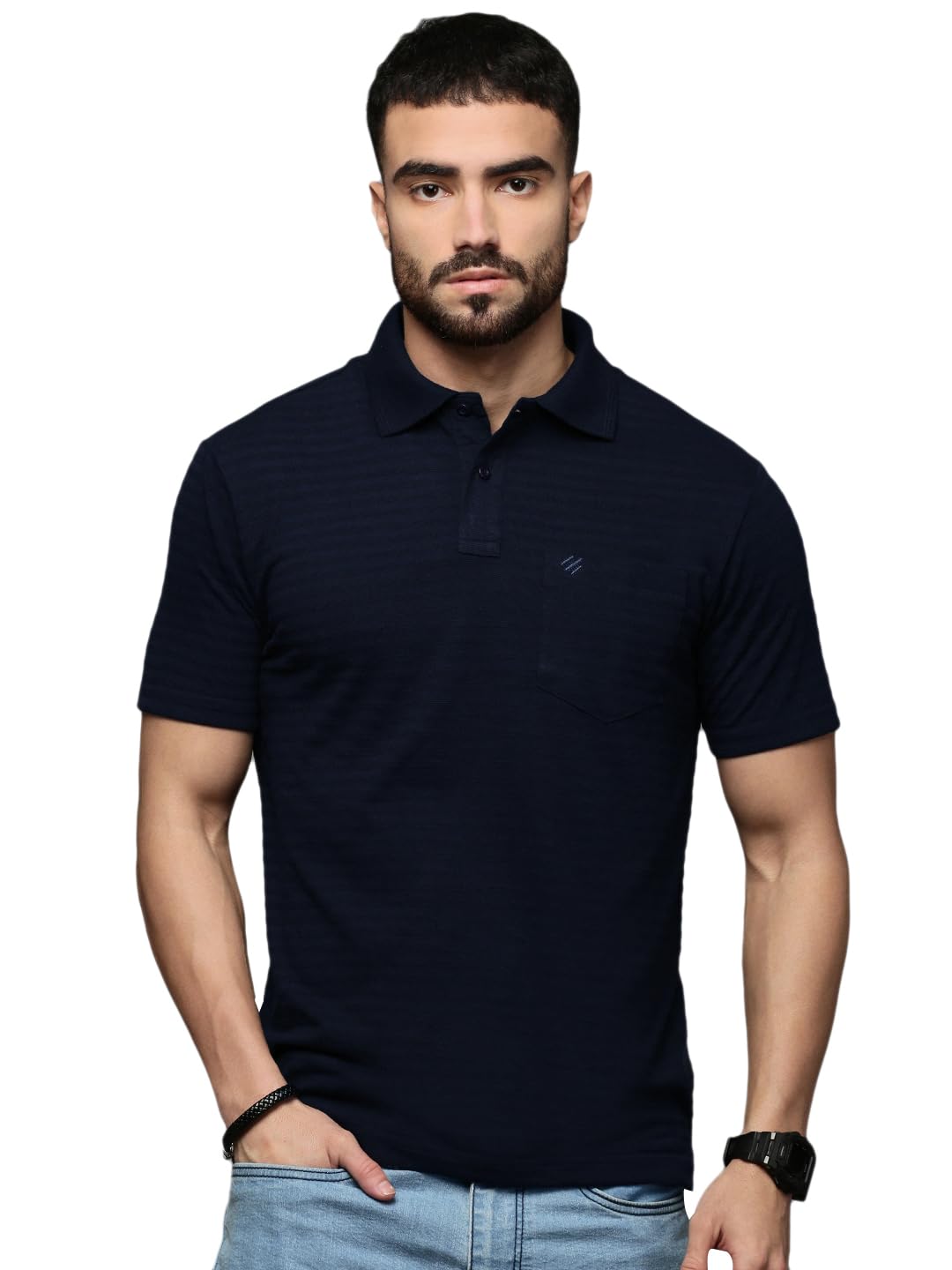onn Men's Premium Cotton Self Design Polo Tshirt | Anti-Odor Technology | Half Sleeve | Chest Pocket |Regular Fit |Casual Tshirt |-picture-23