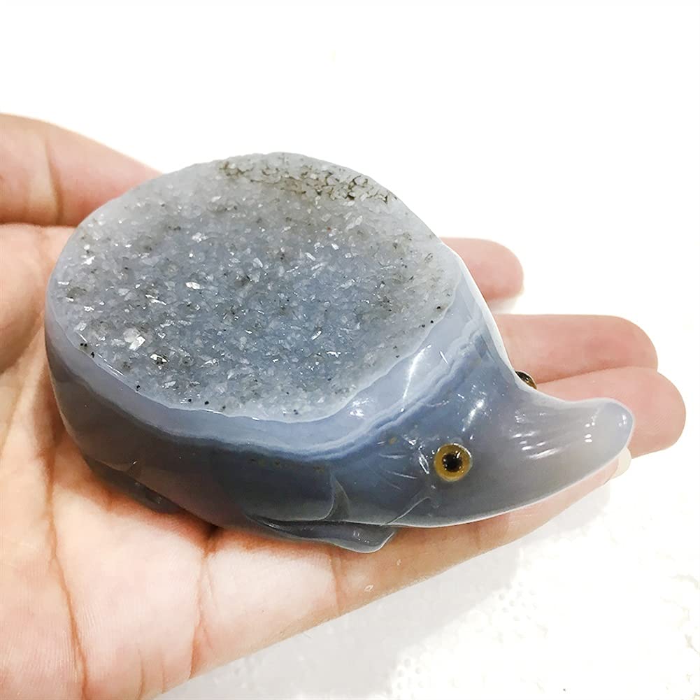 Amazon.co.jp: 天然瑪瑙ジオードクラスターハリネズミ置物手彫り水晶