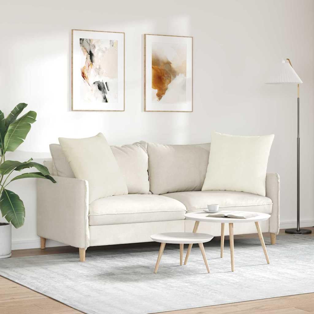 Sofakissen 2er Set, Weiche Cord-Zierkissen mit Füllung, 60 x 60 cm, Dekokissen für Wohnzimmer & Schlafzimmer, Mit abnehmbarem Bezug, Stilvolle Wohndeko in Creme