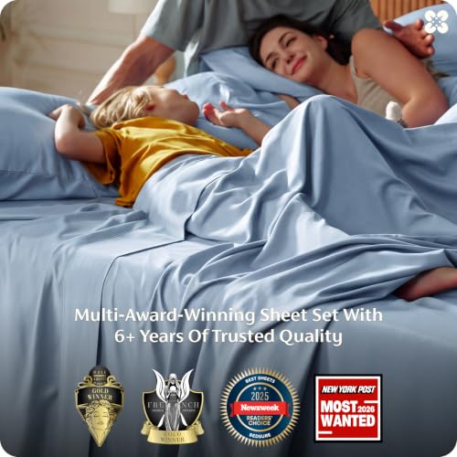 Image of Bedsure PureWoven 100% Rayon Derived from Bamboo, King Size Sheets Set