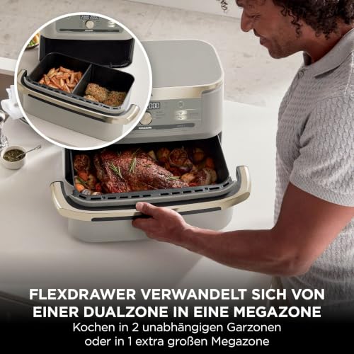 Ninja Foodi FlexDrawer Heißluftfritteuse Dual Zone Stone Gold AF500EUSD – Ansicht 2