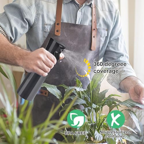 Spray Bottle for Hair (10.1oz/300ml) - 2 Seconds of Mist - Empty Ultra Fine Plastic Water Sprayer, For Hairstyling, Cleaning, Salons, Plants, Essential Oil Scents & More - Black，Press it 3 times4