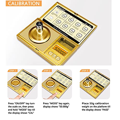 Image of THINKSCALE Digital Milligram Scale, 50g /0.001g Gold Jewelry and Gem Scale, Mg Scale for Powder, Reloading, Micro Gram Scale with Calibration Weight, Includes Scoop, Powder Pan and Tweezers