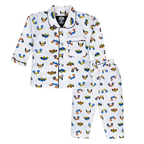 Image of Boys and Girls Pure Cotton Full Sleeve Night Suit | 1 Pajama Set (Car)