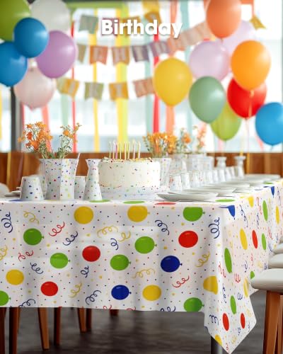 Image of Pureegg Plastic Table Cloth Disposable 54x108 Inch 10 Pack, Rainbow