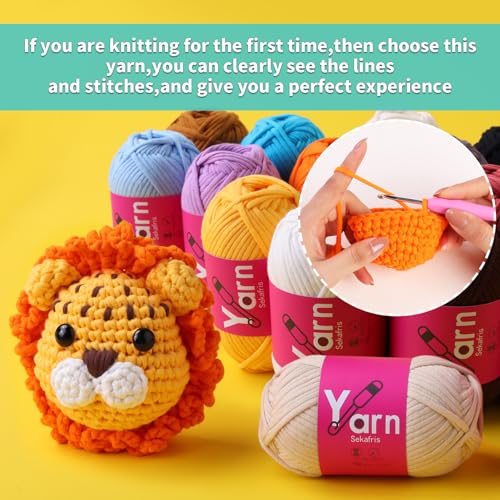 Image of Crochet Yarn 150g /163.5yds Cotton Yarn for Crocheting - Crochet Knitting Yarn for Beginners with Easy-to-See Stitches - Yarn for Crocheting - Chunky Yarn (Orange Peel+White+Christmas Green)