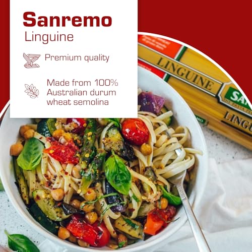 Image of San Remo Linguine Pasta, 500g | Australian Durum Wheat | Authentic Italian Long Cut | High Protein & Fibre | 100% Vegetarian (Pack of 2)