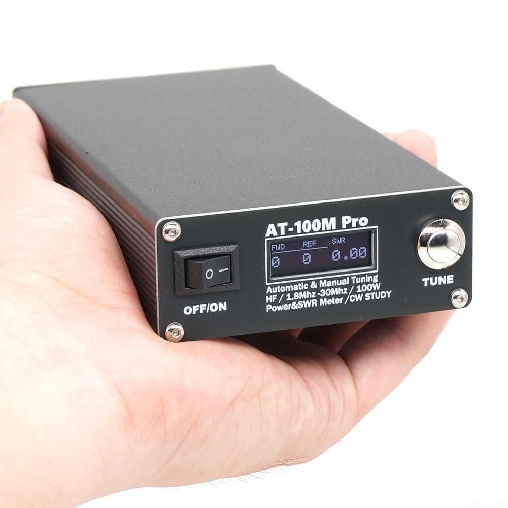 AT-100M Pro - Sintonizador de antena profesional, 100 W, 1.8 MHz-30 MHz, ATU-100M QRP, sintonizador de antena portátil, medidor de onda estacionaria con código morse para radio HF, duradero