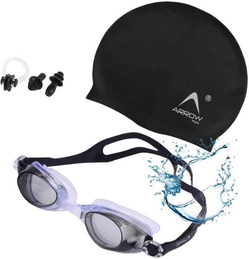 ArrowMax Swimming Kit(Silicone Cap/Swimming Goggle/Earplugs/Noseplug) Black Swimming Kit () (B0C9WGXSVK) Amazon Price History, Amazon Price Tracker