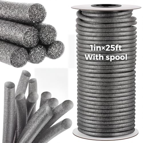 MotiMind 1 Inch x 25 ft Foam Backer Rod for Gaps Joints Concrete Crack Filler Caulk Saver Bulk Foam Backing Rod Concrete Filler Rope for Weather Stripping Door Seal(Gray)