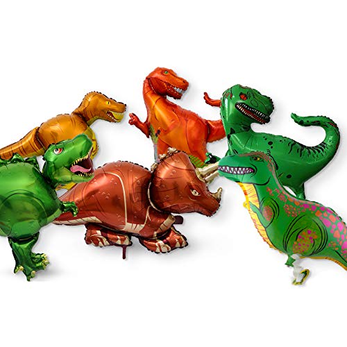 Pack of 6 Dinosaur Foil Balloons Animal Balloon Kids Birthday Party Baby Shower Birthday Decorations in TJ PARTY HOUSE(colorful)