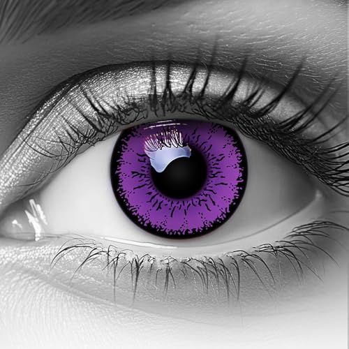 MERALENS Farbige Kontaktlinsen Halloween lila PURPLE FLOWER, 2 Stück (1 Paar), Ohne Sehstärke, violette lila Linsen, 2 x farbige Kontaktlinse für Cosplay, Karneval, Fasching, Anime