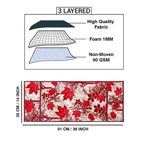 Image of Polyester 3-Layered Microwave Oven Top Cover With 4 Utility Pockets Suitable for Upto 30 Liter (Color- Red, Size-36x14 Inches)