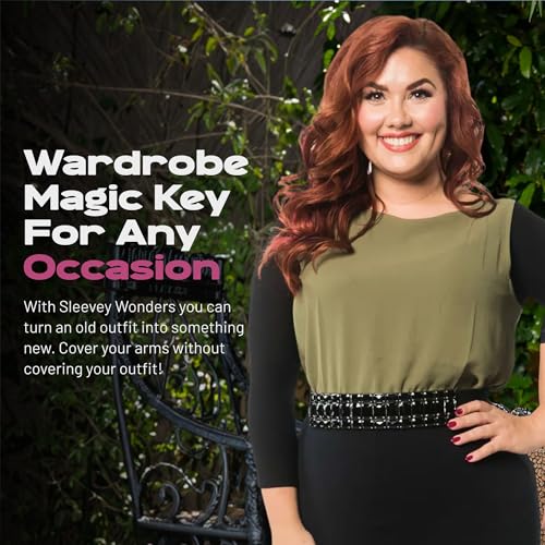 Image of Sleevey Wonders Women's 3 /4 Length Slip-On Jersey Sleeves - Sheer Reversible Arm Cover Up, Cooling Shrug Bolero for Dresses