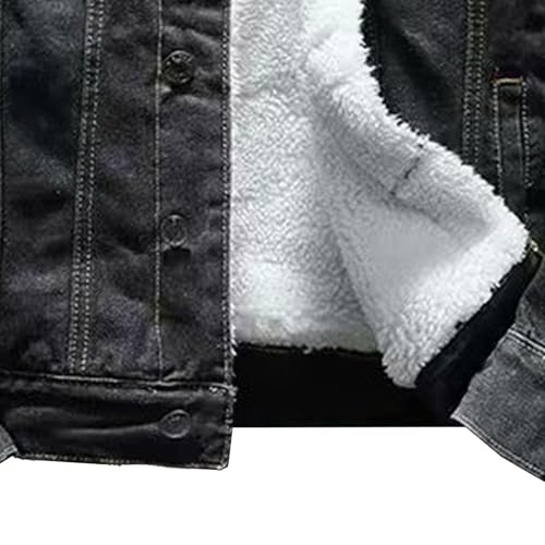 Men Fur Collar Lined Denim Jacket Sherpa Windbreaker Cotton Jean Jackets Winter Fleece Cargo Cowboy Coats4