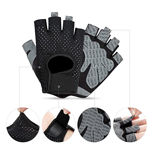 Bigfox Cycling Gloves For Men Women Half Finger Mountain Road Bike Gloves Anti-Slip Shock Absorbing Breathable Gel Padded Fingerless Bicycle Gloves Outdoor Sports (Gray) #TOP2