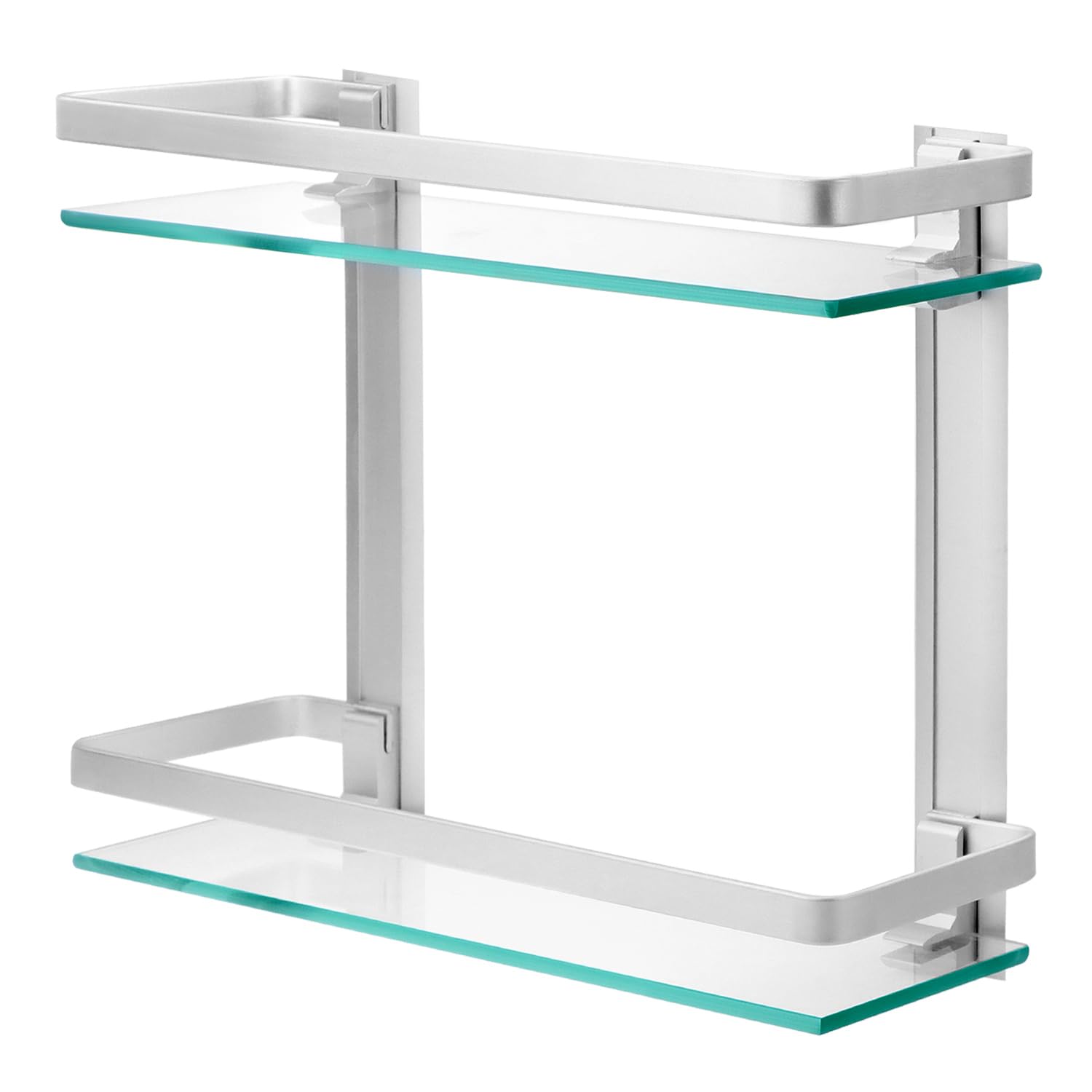QWORK® Estanteria Cristal Baño, 2 Niveles Estantes de Baño Montados en la Pared de Vidrio Templado Grueso, Estante de Vidrio, para Cocina y baño