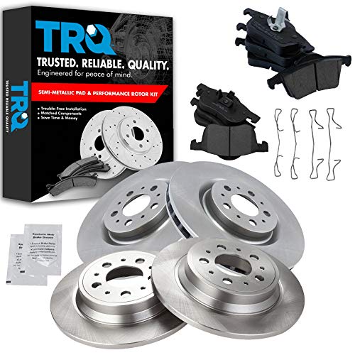 TRQ Front and Rear Brake Pad & Rotor Kit Brake Pads Brake Rotor Ceramic Compatible with 2004-2006 Volvo V70