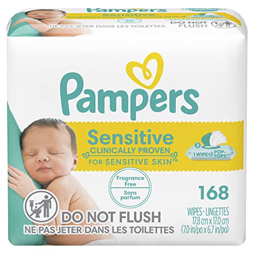 Image of Pampers Sensitive Water Based Hypoallergenic and Unscented Baby Wipes, 168 count (Packaging May Vary)
