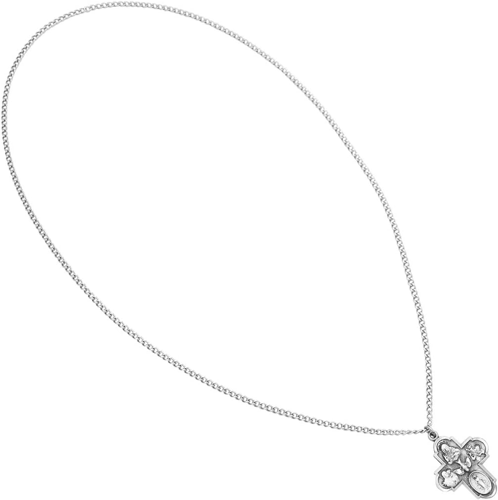 Rosemarie Collections Religious Gift Traditional Catholic Four Way Cross Medal Pendant Necklace 24" - Image 3