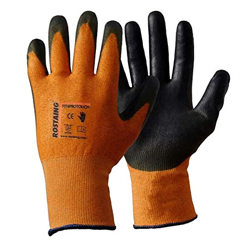 Rostaing FIT4PRO Touch Cut Resistant Touch Screen Antistatic Gloves - Orange, 9/ L, 9 / L