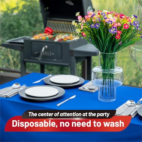 Image of Plastic Table Cloth, 110 Ft X 54 in Disposable Tablecloth Royal Blue Tablecloth Premium PEVA Plastic Table Cloth Disposable with Any Cut Sliding Cutters for Parties, Birthdays, Festivals