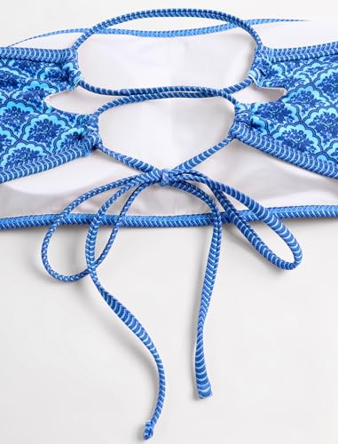 Image of ZAFUL Women's High Cut Bandeau Bikini Set Strapless Solid Color 2 Pieces Bathing Suit Swimsuit