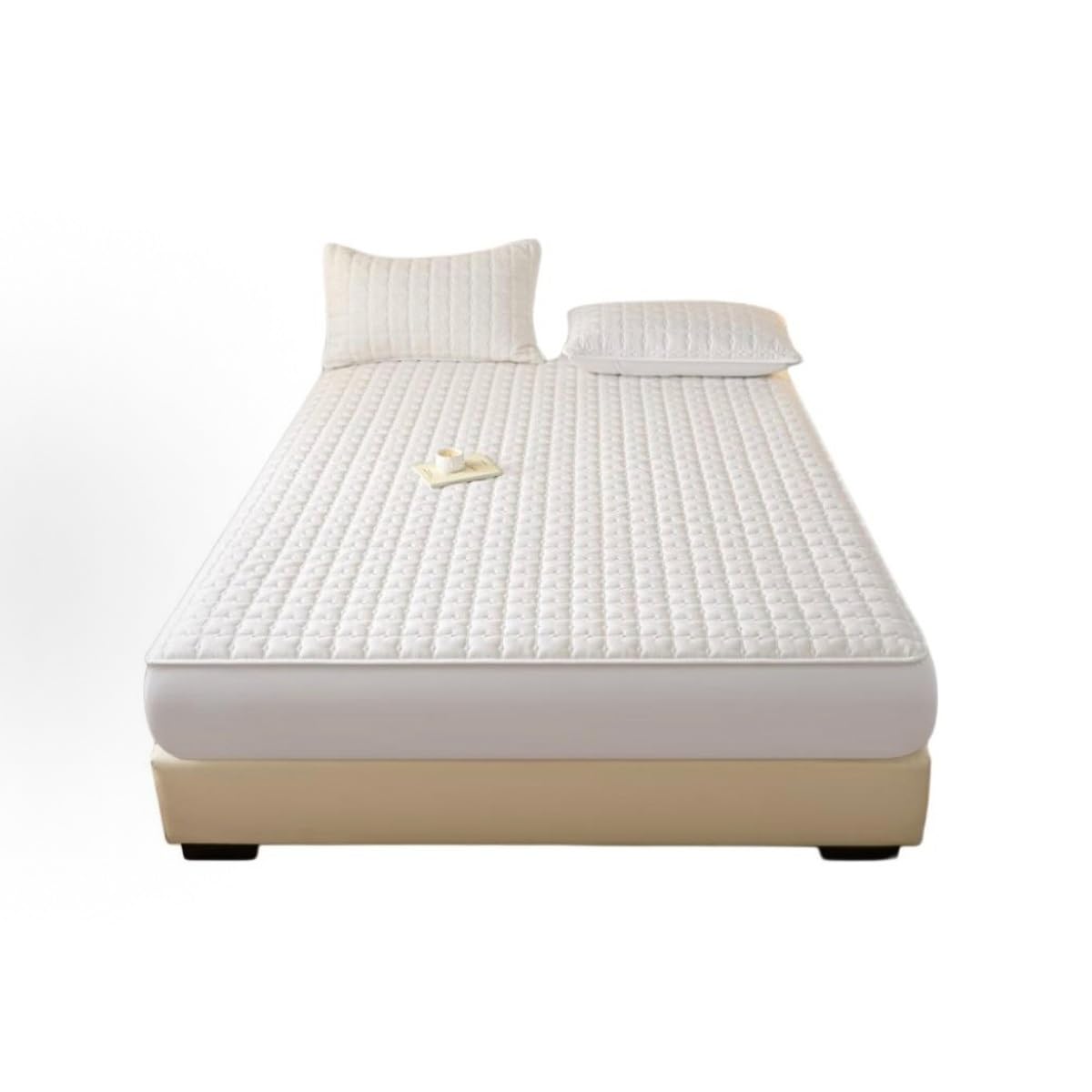 Single Plush Deep Pocket Crystal Velvet Fitted Sheet, Warm Winter Protector(Beige,150 * 200cm)