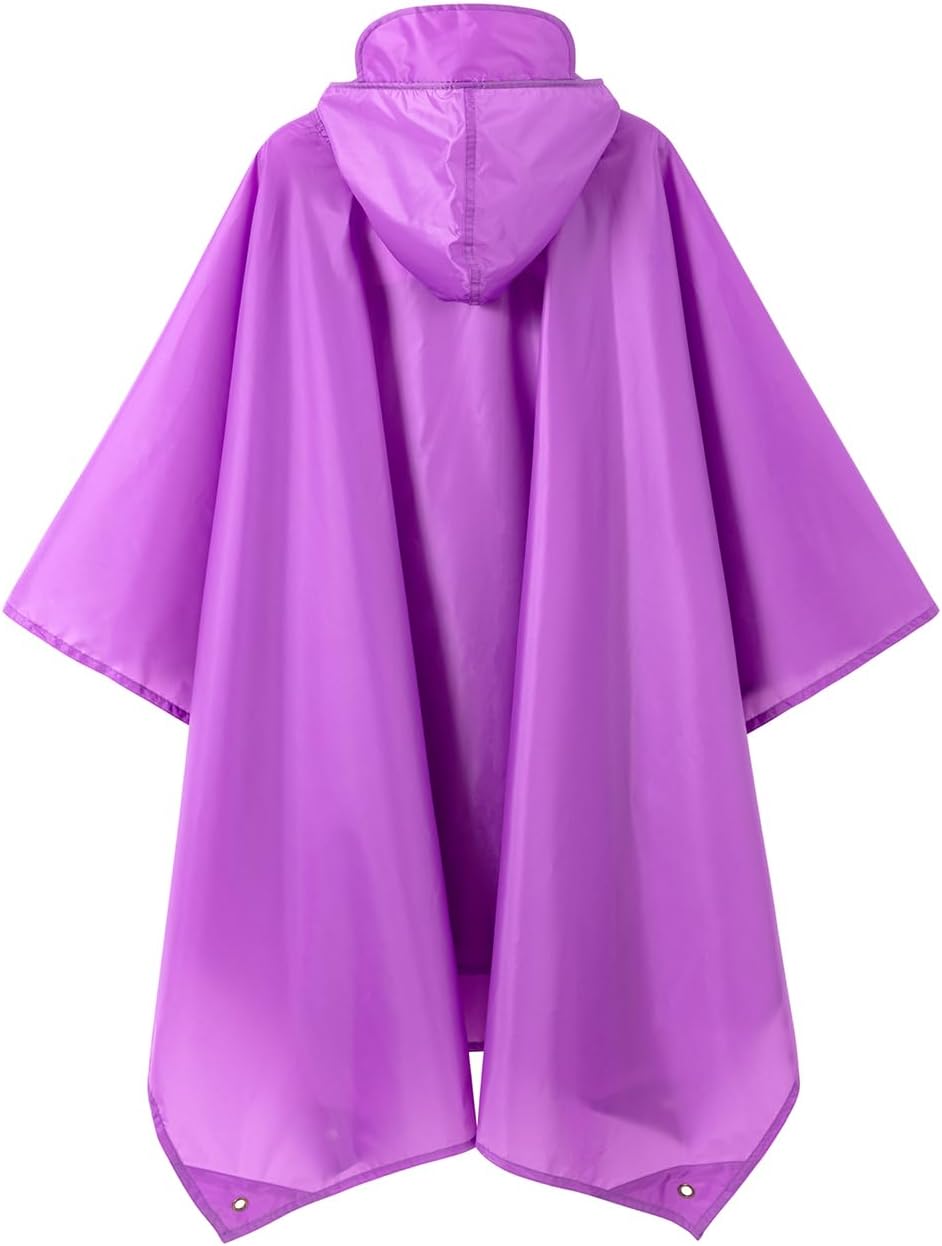 Hooded Rain Poncho for Adult, Waterproof Lightweight Raincoat for Hiking Camping - Image 5