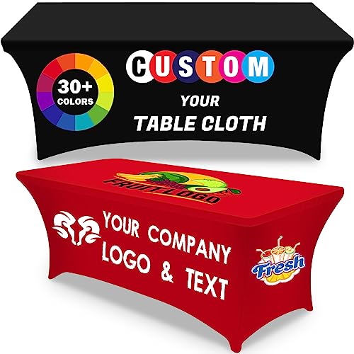 Custom Table Cloth with Business Logo Custom Tablecloth Custom Table Runner with Business Logo Promotional Items Your Logo Table Banner Sign Personalized Table Cloth (Rectangular Spandex 6 FT)