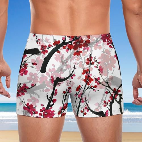 Short de bain boxer homme à séchage rapide fleur de prunier