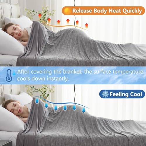 Image of CHOSHOME Cooling Blankets for Hot Sleepers, Arc-Chill Q-Max>0.5 Double Side Cold Blankets for Sleeping, Soft Lightweight Breathable Summer Blanket for Couch Bed Sofa Camping, 90 inch x 90 inch, Grey
