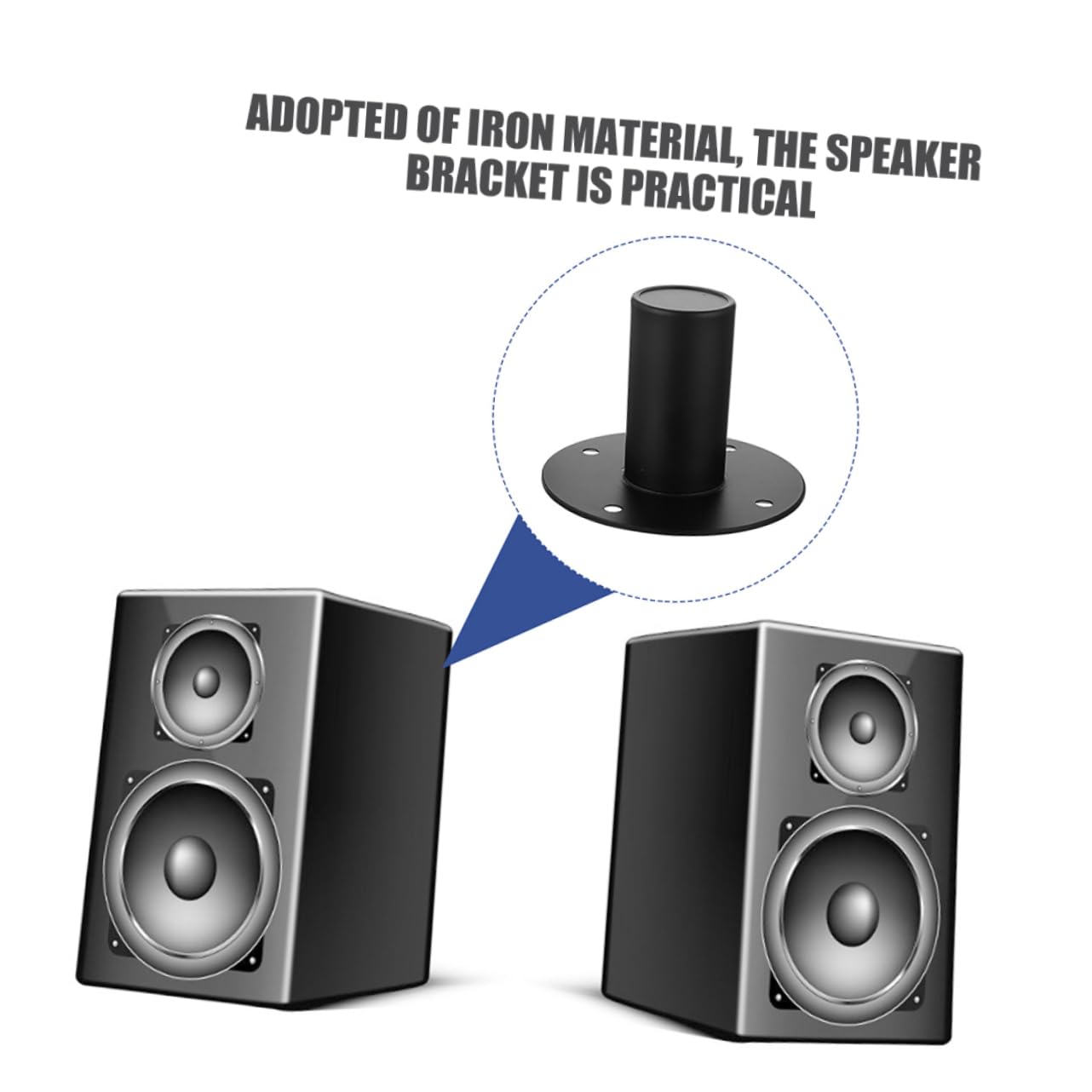 Support Enceinte en Fer Noir 2pcs Socle Solide et Léger Facile à Installer pour Haut-parleur Usage Intérieur Scène Trous de 65mm et 80mm