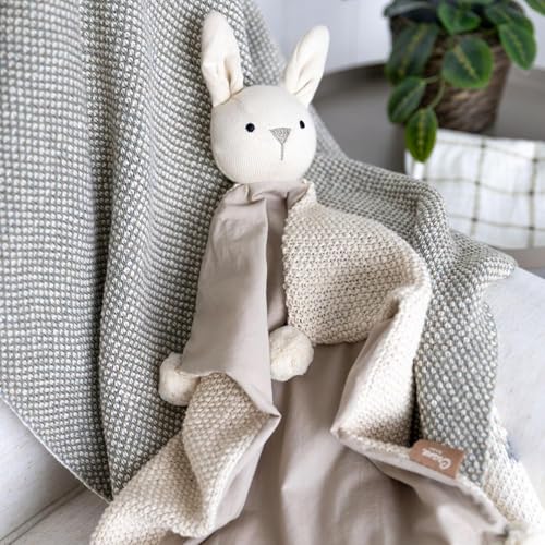 Image of Crane Baby Lovey, Security Blankets for Babies, Ollie The Bunny Security Blanket, Soft 100% Organic Cotton Blanket Bunny Items, Organic Baby Items, Loveys for Babies