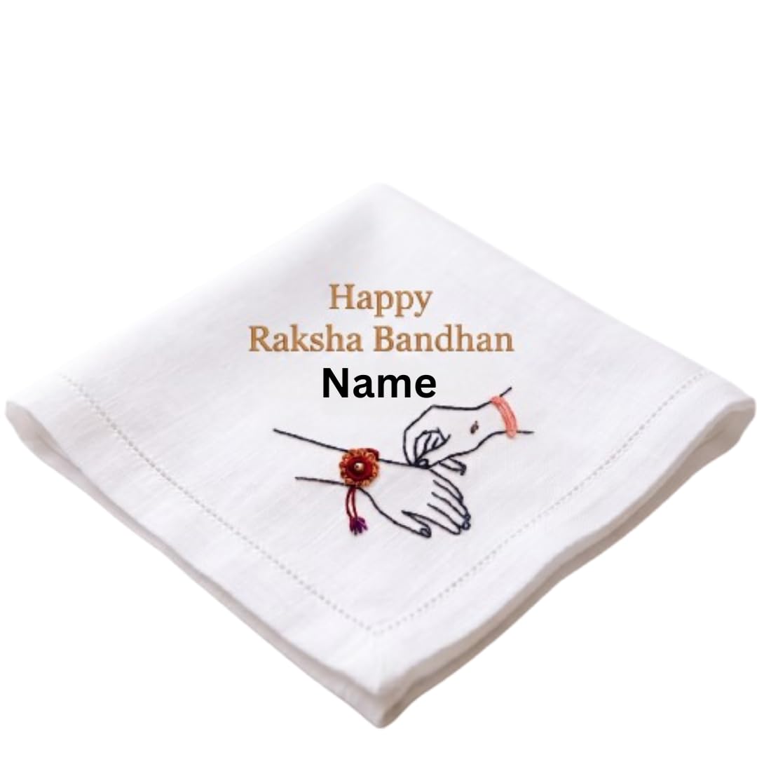 Personalized Raksha Bandhan Handkerchief Gift | Custom Embroidered Cotton Hanky with Name-picture-38
