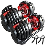 HAKENO 2x24kg Pair Adjustable Dumbbell 15 Weight in 1 with Fast Automatic Adjustable and Weight Plate for Body Workout Home Gym dumbbell（Include 2 Dumbbells + 2 Hand Gripper)