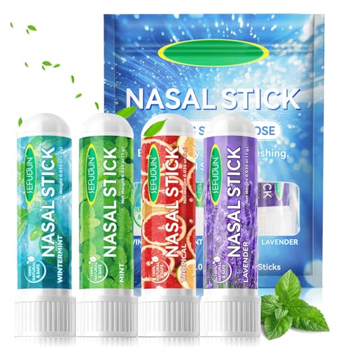 Nasal Stick 4 Pack, Schnelle Hilfe Von Einer Verstopften Nase, Nose Energy Inhalator, Verbessert die Atmung und Steigert Den Fokus, Inhalierstift für die Nase, Aromatherapie öle, Arbeit, Studium