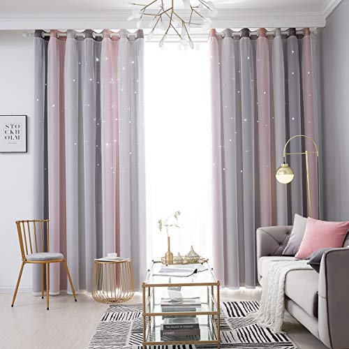 ele ELEOPTION Stars Blackout Curtains, Cut Out Stars Drapery with Eyelet - Image 3