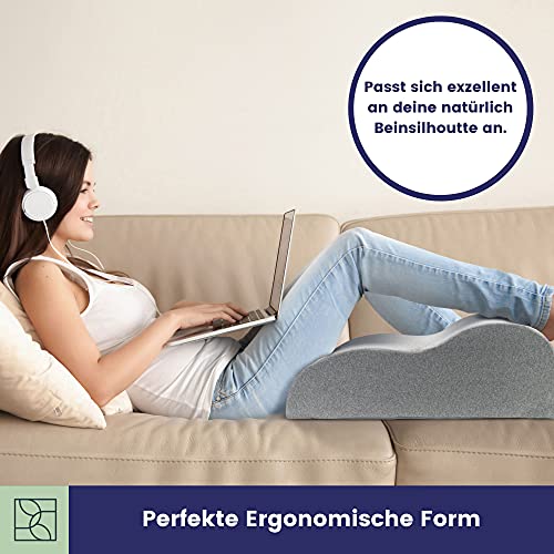 Bequemes Venenkissen für die Beine - Stabiles Beinkissen aus Festem Schaumstoff mit, Weichem Oeko-TEX Bezug - Perfekt als Ergonomisches Keilkissen, Großes Fußkissen und Beinauflage - DYNMC YOU - Grau - Image 6