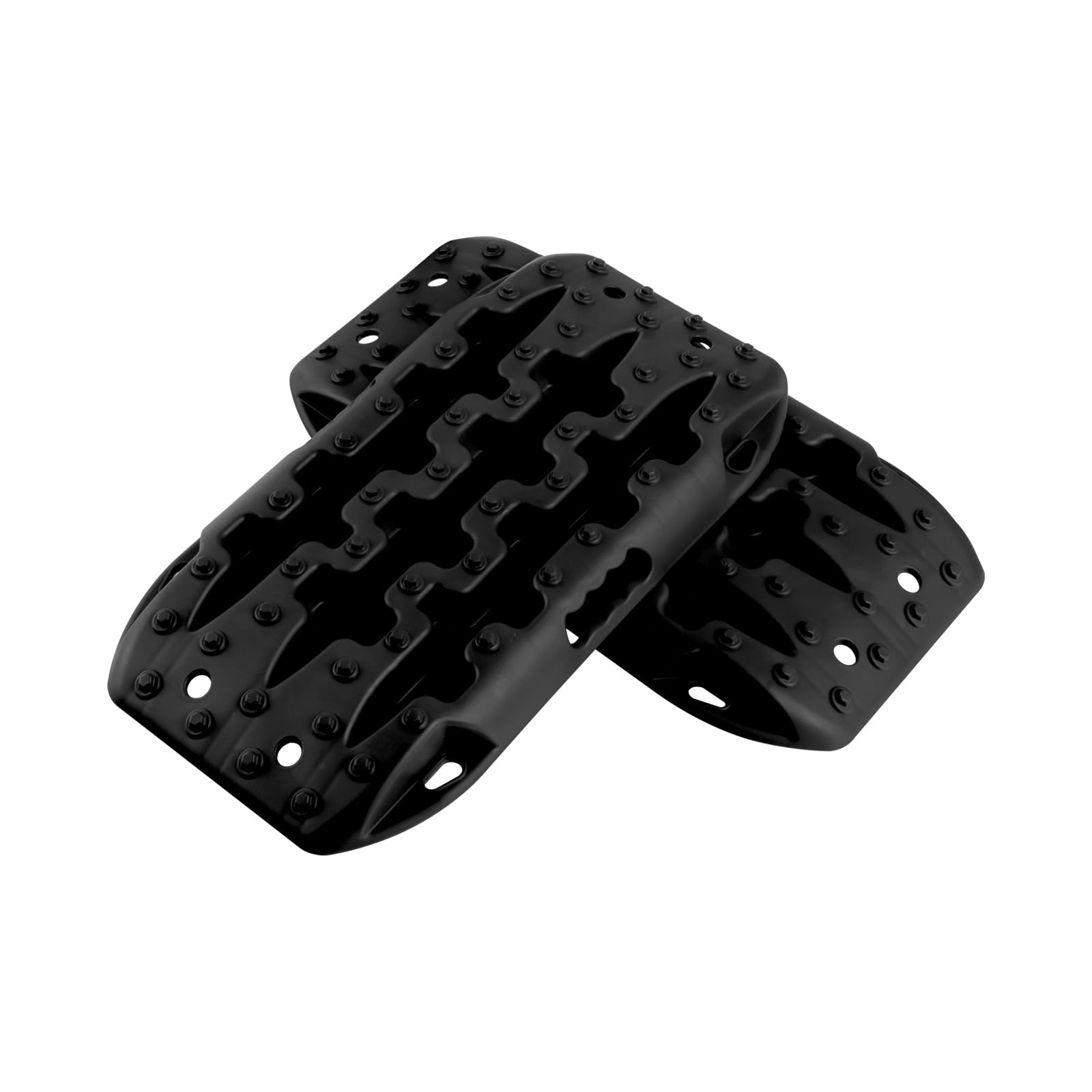 GOPLUS Tablas de Recuperación Todoterreno, Juego de 2 Alfombrillas de Tracción, Extracción de Vehículos de Arena, Barro, Nieve, Carga 10T (Negro, 58 x 31 x 6 cm)