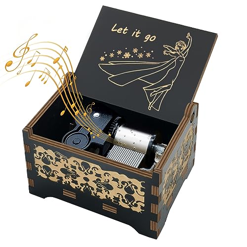 Sooharic Let It Go Music Box, 18 Note Mechanism Antique Carved Music Box Crafts Melody Castle in Hand (Let it go)