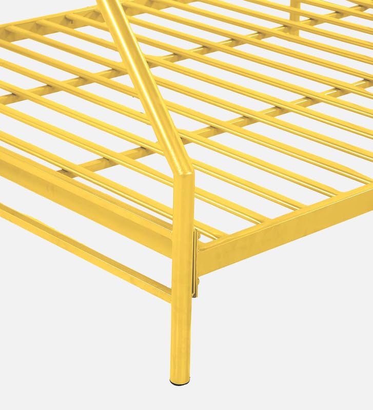 Image of Twin Over Twin Metal Bunk Bed | Bunk Bed Without Storage for Kids & Adult | Double Decker Cot for Kids Room | Space-Saving | Metal Bunker Cot (Mattress Not Included) (Yellow M)